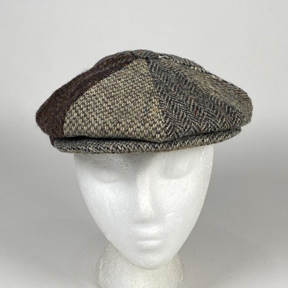 Harris Tweed Patchwork Wool Newsboy Cabbie Hat Cap Handwoven Made in Scotland - Picture 2 of 9